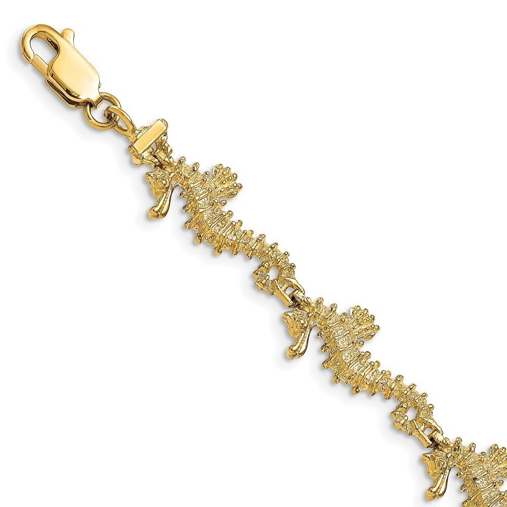Kazi Luxury 14k Textured 3-D Seahorse Bracelet